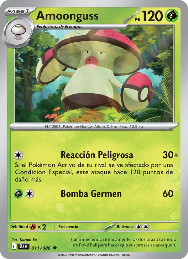 Carta Amoonguss de la expansión Fulgor Negro, número 011/86