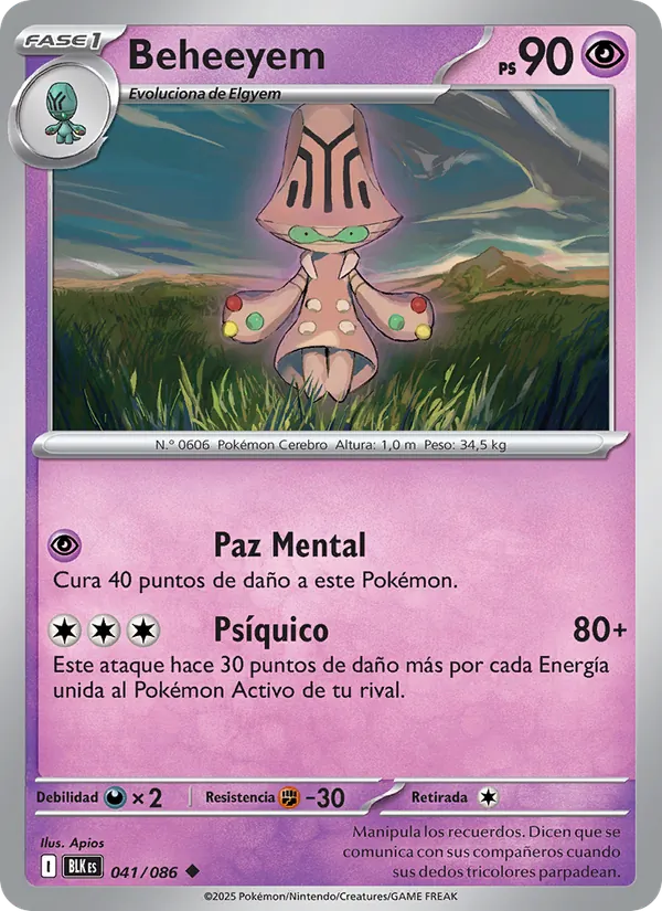 Carta Beheeyem de la expansión Fulgor Negro, número 041/86