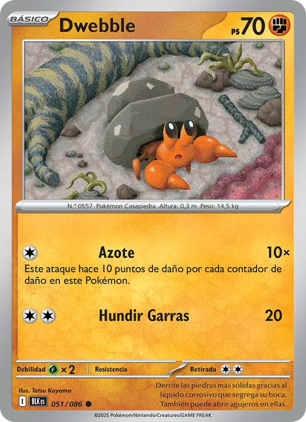 Carta Dwebble de la expansión Fulgor Negro, número 051/86