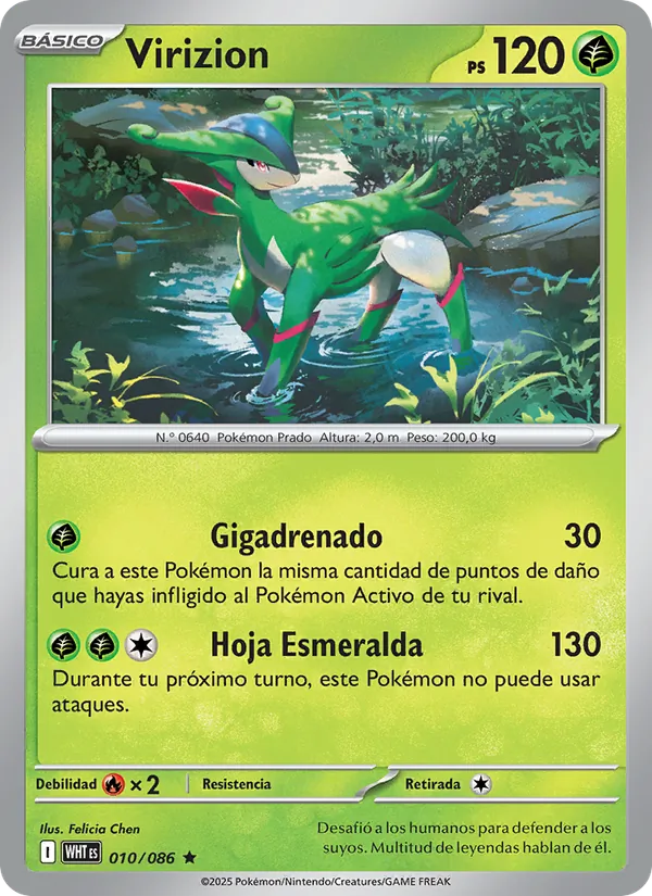 Carta Virizion de la expansión Llama Blanca, número 010/86