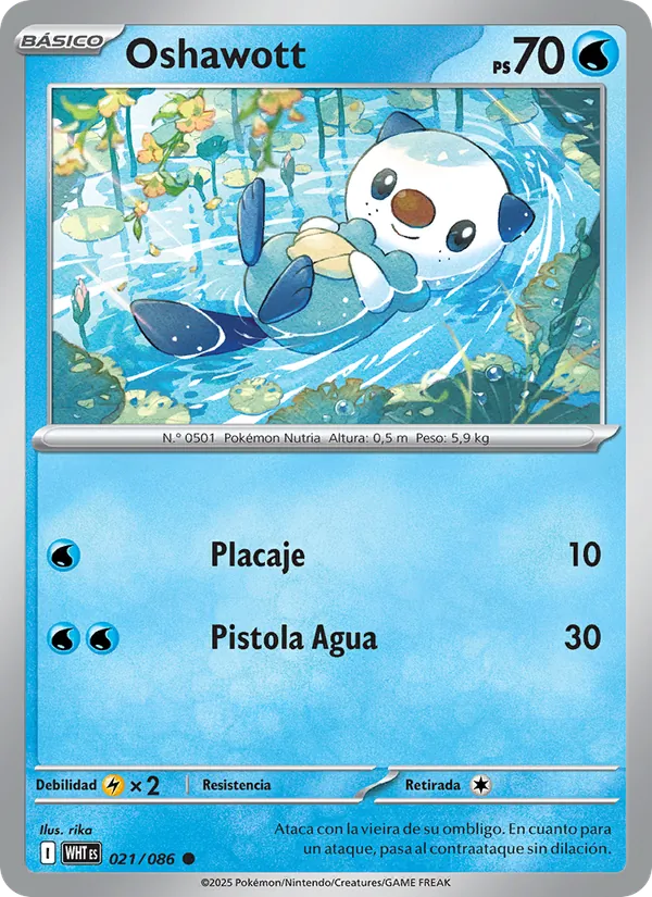 Carta Oshawott de la expansión Llama Blanca, número 021/86