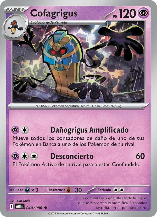 Carta Cofagrigus de la expansión Llama Blanca, número 040/86