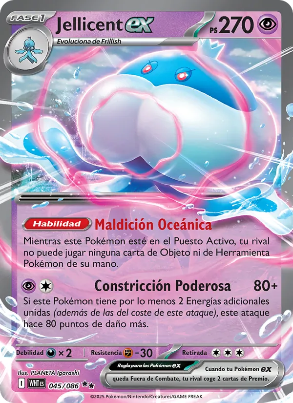 Carta Jellicent ex de la expansión Llama Blanca, número 045/86
