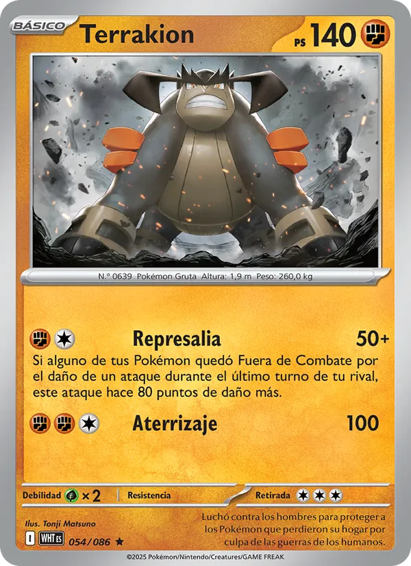 Carta Terrakion de la expansión Llama Blanca, número 054/86