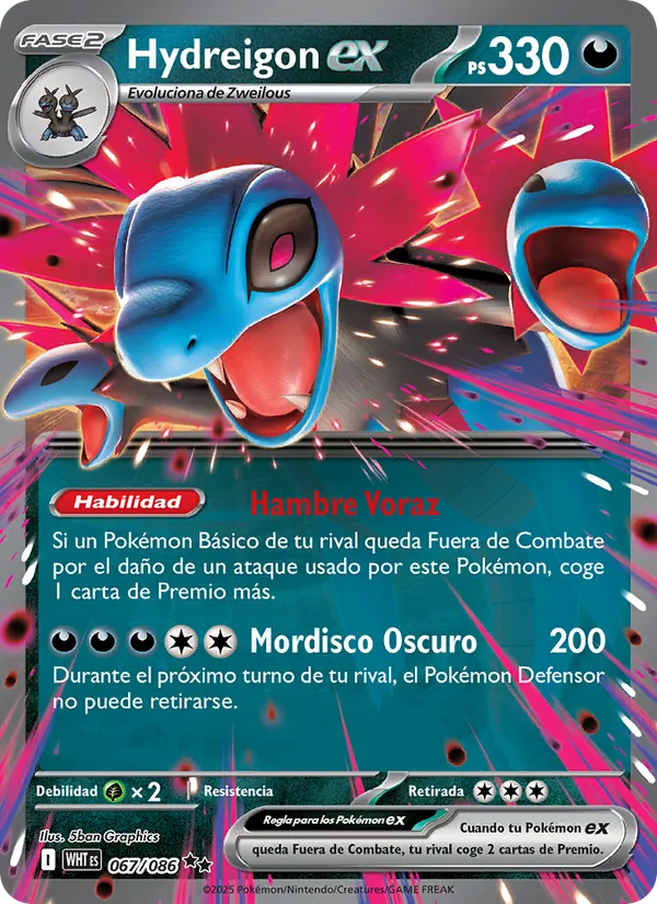 Carta Hydreigon ex de la expansión Llama Blanca, número 067/86