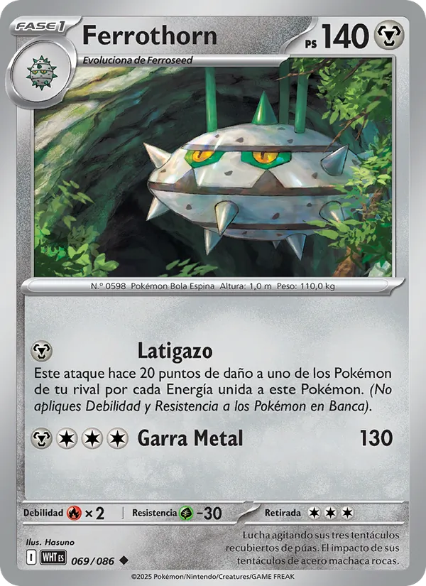 Carta Ferrothorn de la expansión Llama Blanca, número 069/86