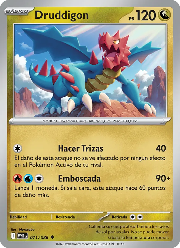 Carta Druddigon de la expansión Llama Blanca, número 071/86