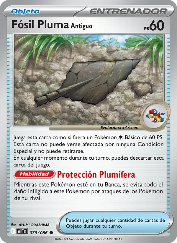 Carta Fósil Pluma Antiguo de la expansión Llama Blanca, número 079/86