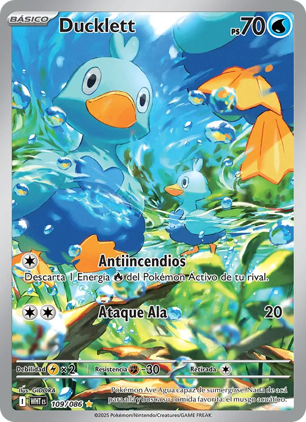 Carta Ducklett de la expansión Llama Blanca, número 109/86
