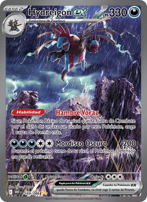 Carta Hydreigon ex de la expansión Llama Blanca, número 169/86