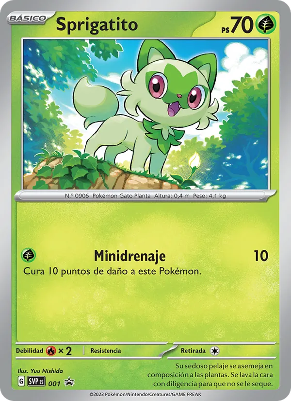 Carta Sprigatito de la expansión SVP Black Star Promos, número 001/225