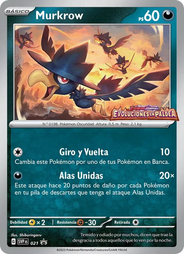Carta Murkrow de la expansión SVP Black Star Promos, número 021/225