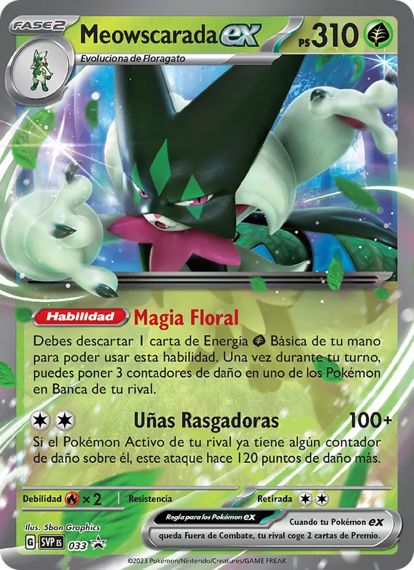 Carta Meowscarada ex de la expansión SVP Black Star Promos, número 033/225