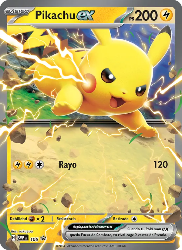 Carta Pikachu ex de la expansión SVP Black Star Promos, número 106/225