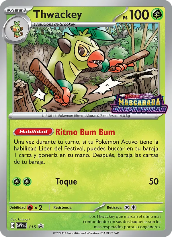 Carta Thwackey de la expansión SVP Black Star Promos, número 115/225