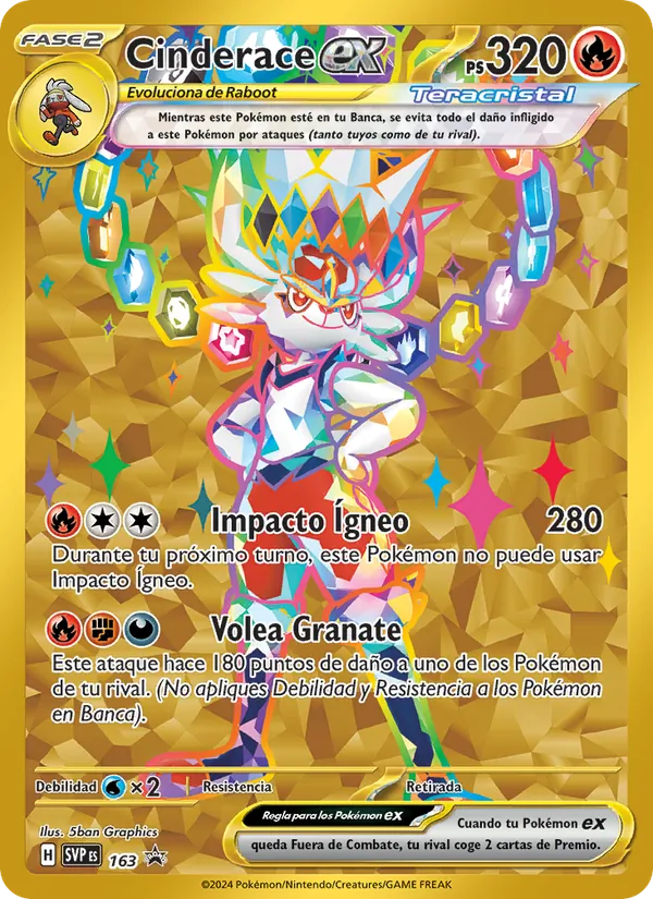 Carta Cinderace ex de la expansión SVP Black Star Promos, número 163/225