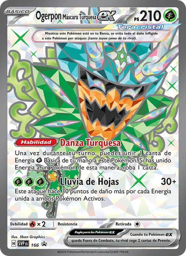 Carta Ogerpon Máscara Turquesa ex de la expansión SVP Black Star Promos, número 166/225
