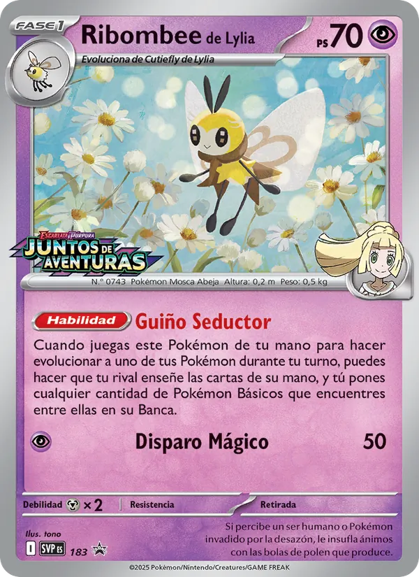 Carta Ribombee de Lylia de la expansión SVP Black Star Promos, número 183/225