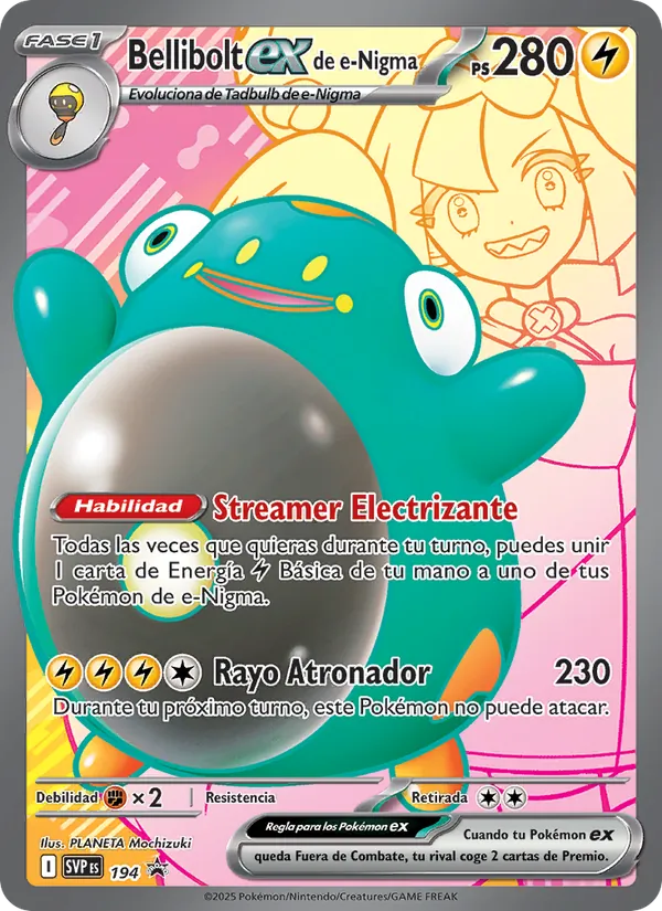 Carta Bellibolt ex de e-Nigma de la expansión SVP Black Star Promos, número 194/225
