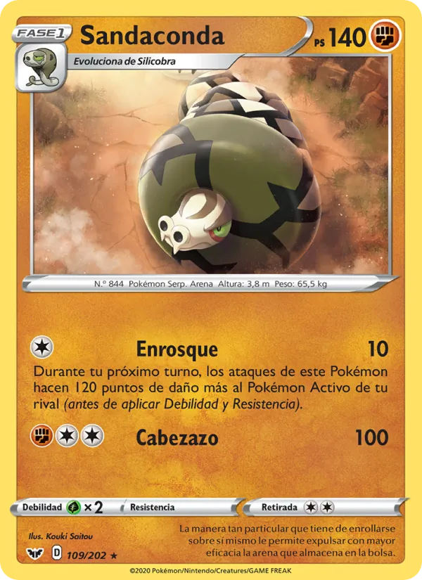 Carta Sandaconda de la expansión Espada y Escudo, número 109/202
