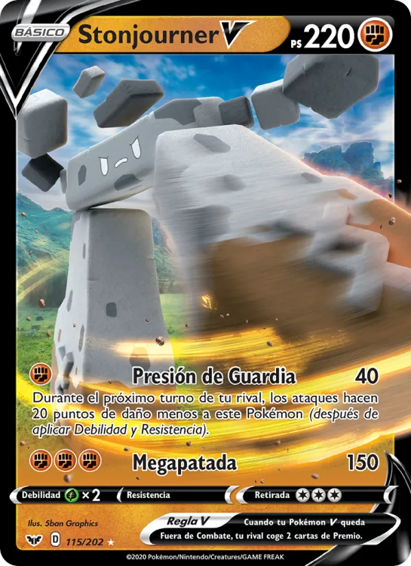 Carta Stonjourner V de la expansión Espada y Escudo, número 115/202