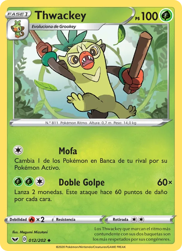Carta Thwackey de la expansión Espada y Escudo, número 12/202