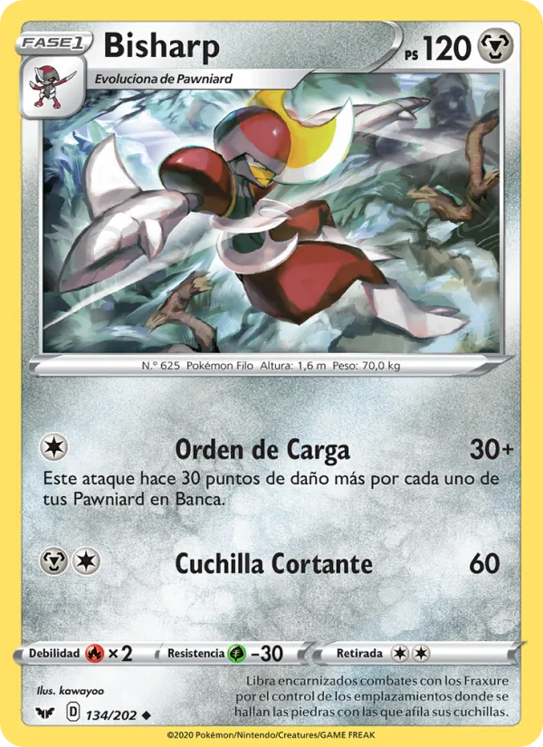 Carta Bisharp de la expansión Espada y Escudo, número 134/202