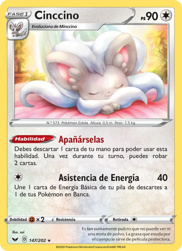 Carta Cinccino de la expansión Espada y Escudo, número 147/202