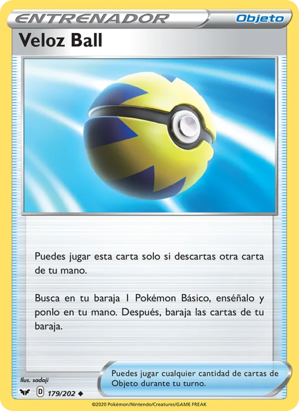 Carta Veloz Ball de la expansión Espada y Escudo, número 179/202