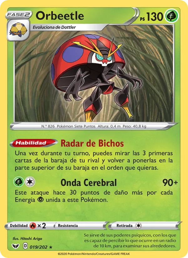 Carta Orbeetle de la expansión Espada y Escudo, número 19/202