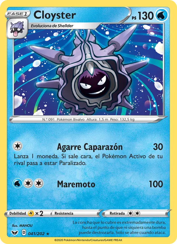 Carta Cloyster de la expansión Espada y Escudo, número 41/202