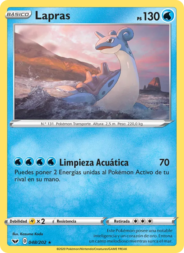 Carta Lapras de la expansión Espada y Escudo, número 48/202