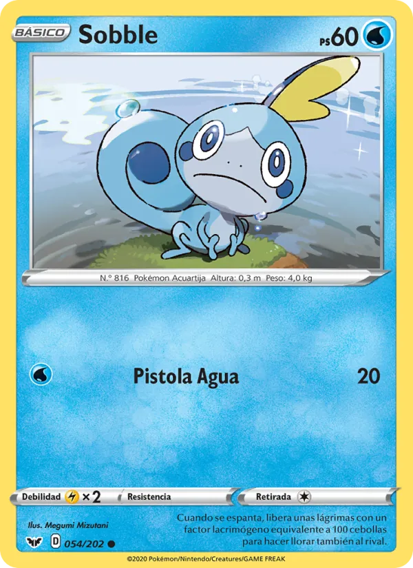 Carta Sobble de la expansión Espada y Escudo, número 54/202