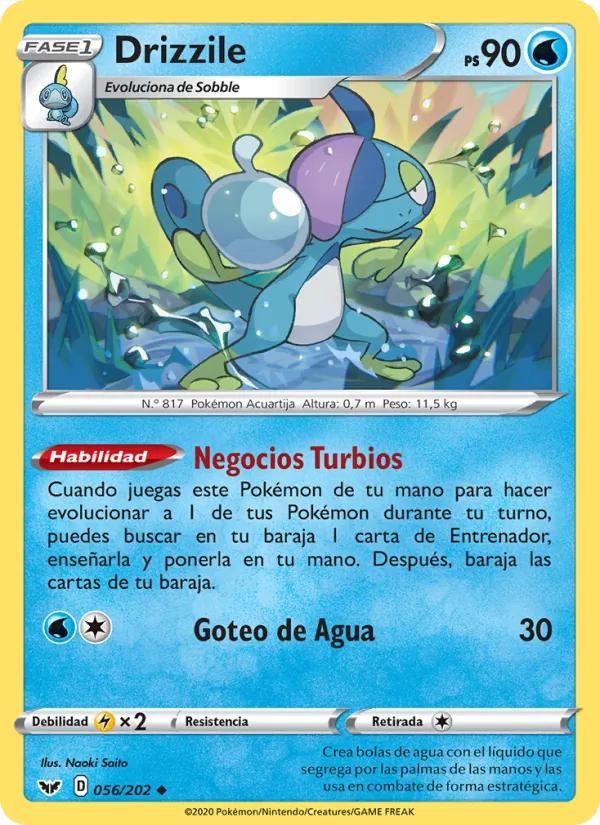 Carta Drizzile de la expansión Espada y Escudo, número 56/202