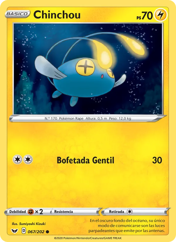 Carta Chinchou de la expansión Espada y Escudo, número 67/202