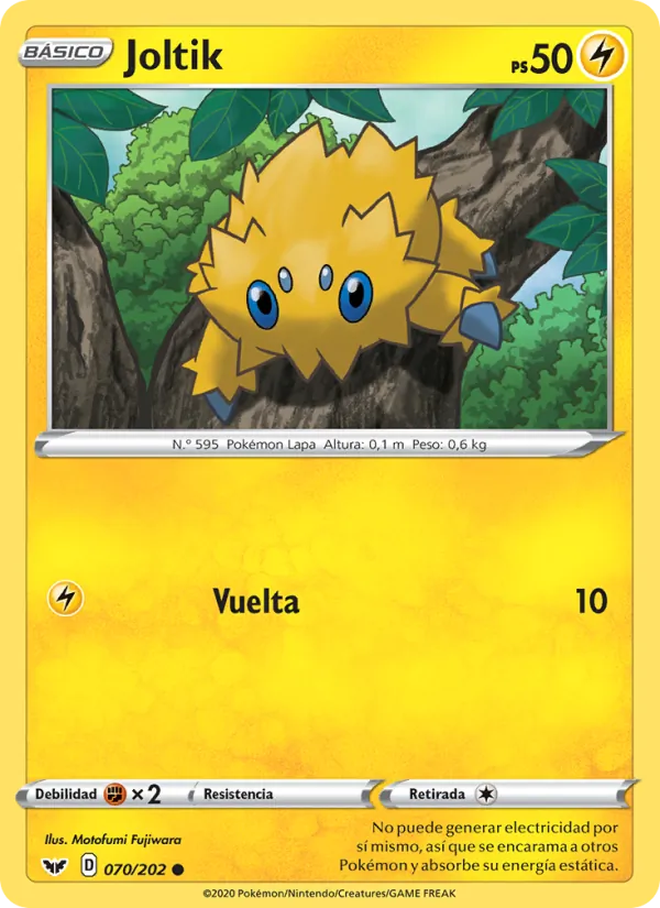 Carta Joltik de la expansión Espada y Escudo, número 70/202