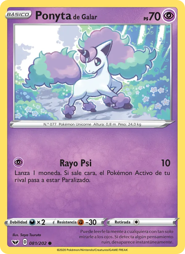 Carta Ponyta de Galar de la expansión Espada y Escudo, número 81/202