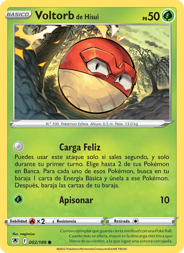 Carta Voltorb de Hisui de la expansión Resplandor Astral, número 002/189