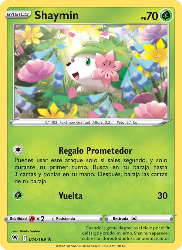 Carta Shaymin de la expansión Resplandor Astral, número 014/189