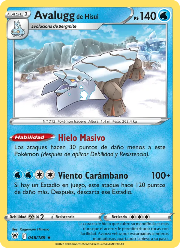 Carta Avalugg de Hisui de la expansión Resplandor Astral, número 048/189