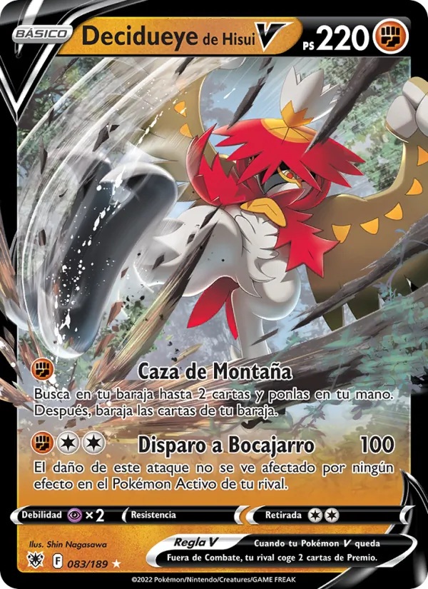 Carta Decidueye de Hisui V de la expansión Resplandor Astral, número 083/189