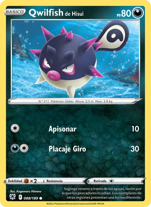 Carta Qwilfish de Hisui de la expansión Resplandor Astral, número 088/189