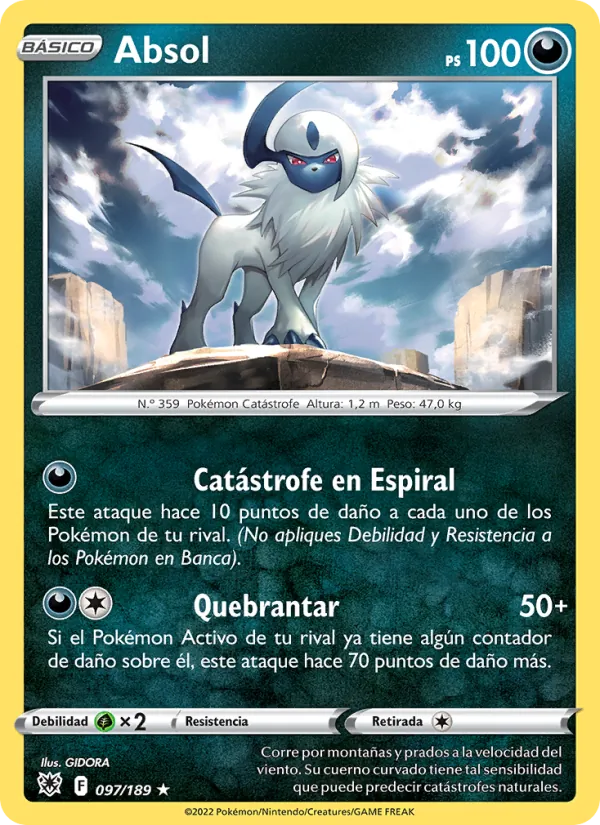 Carta Absol de la expansión Resplandor Astral, número 097/189