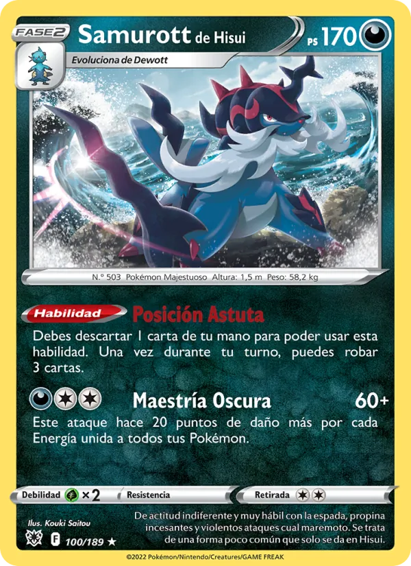 Carta Samurott de Hisui de la expansión Resplandor Astral, número 100/189