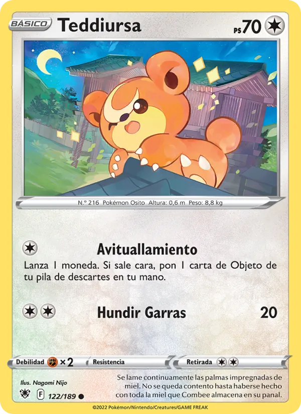 Carta Teddiursa de la expansión Resplandor Astral, número 122/189