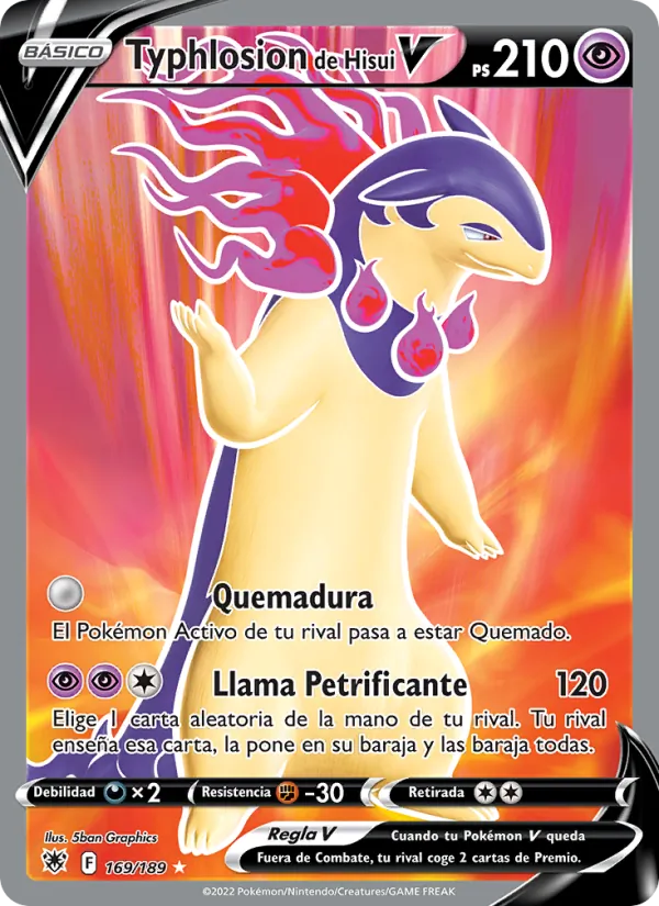 Carta Typhlosion de Hisui V de la expansión Resplandor Astral, número 169/189