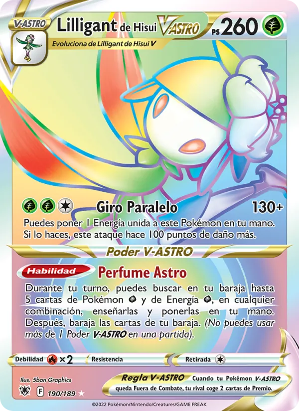 Carta Lilligant de Hisui V-ASTRO de la expansión Resplandor Astral, número 190/189
