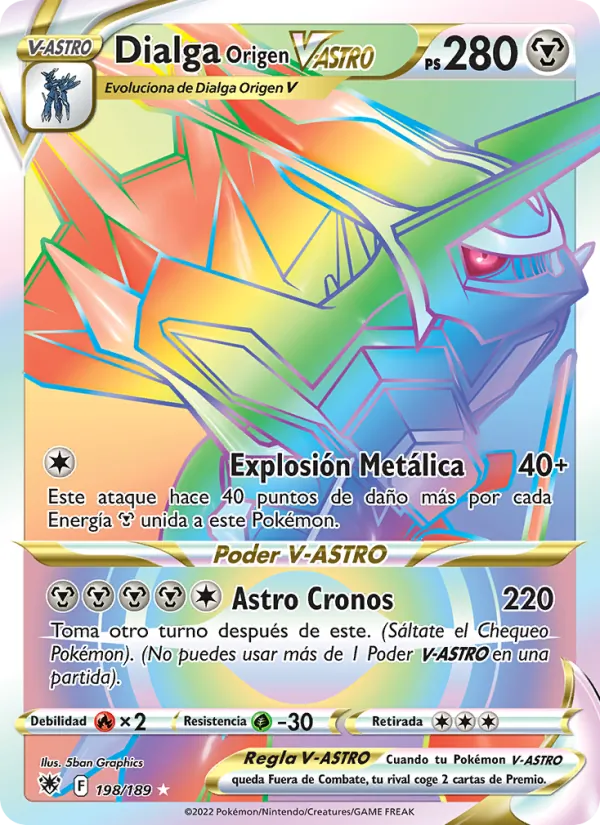 Carta Dialga Origen V-ASTRO de la expansión Resplandor Astral, número 198/189