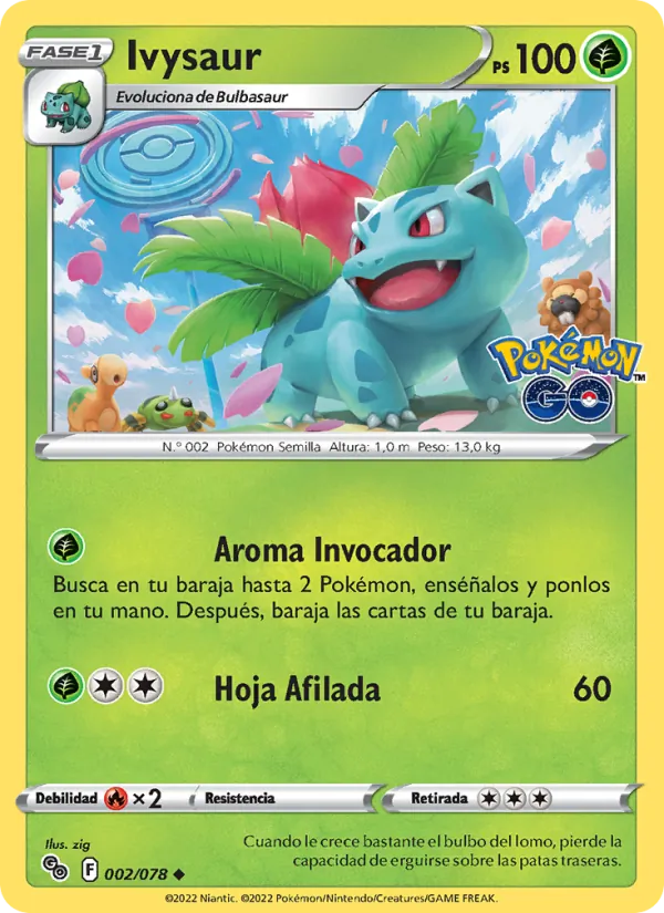 Carta Ivysaur de la expansión Pokémon GO, número 002/78