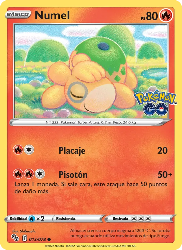Carta Numel de la expansión Pokémon GO, número 013/78